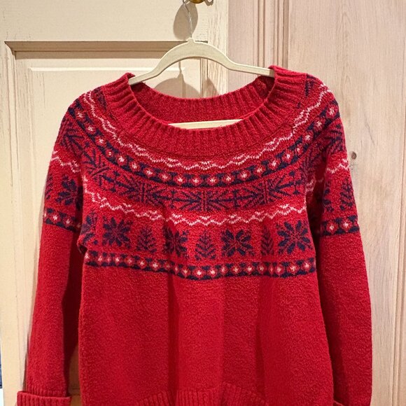 J Jill red patterned sweater - Picture 1 of 4